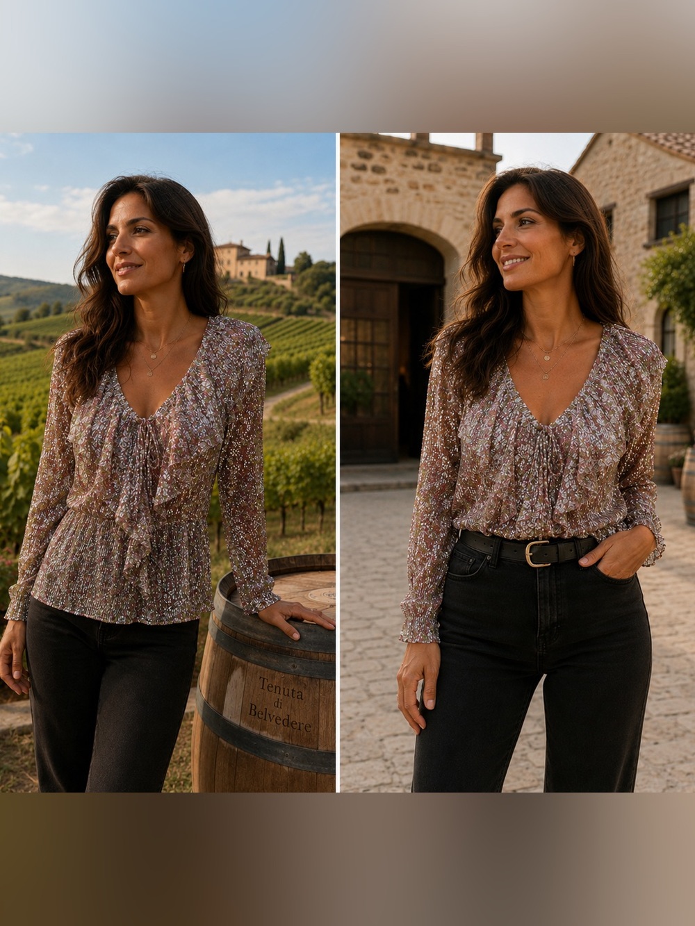 INC International Concepts Women’s Textured Floral Long Sleeve V Neck size M